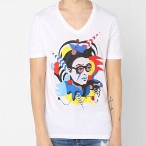 A/X Armani Exchange Street Art Tee LARGE Slim Fit V-Neck Cotton Graphic Casual